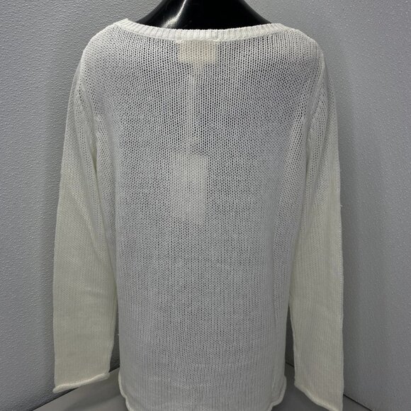 Ellsworth + Ivey Women’s Nantucket Stacked Sweater Size S Ivory Loose Knit Cotto - Picture 7 of 10
